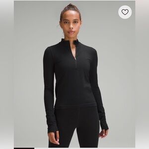 Merino wool-blend fitted base layer half-zip